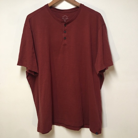 Even Tide Other - Even Tide Henley Shirt Mens XXL Red Short Sleeve 100% Cotton Peruvian Slub